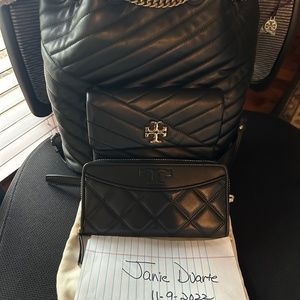 Tory Burch Kira Chevron Drawstring Bag & Matching Wallet